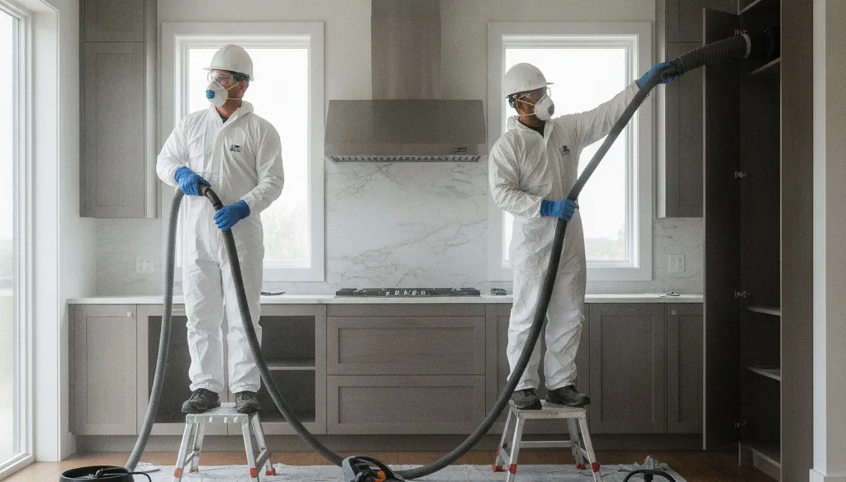 Odor removal technician inspecting water damage in a Riverside, CA home