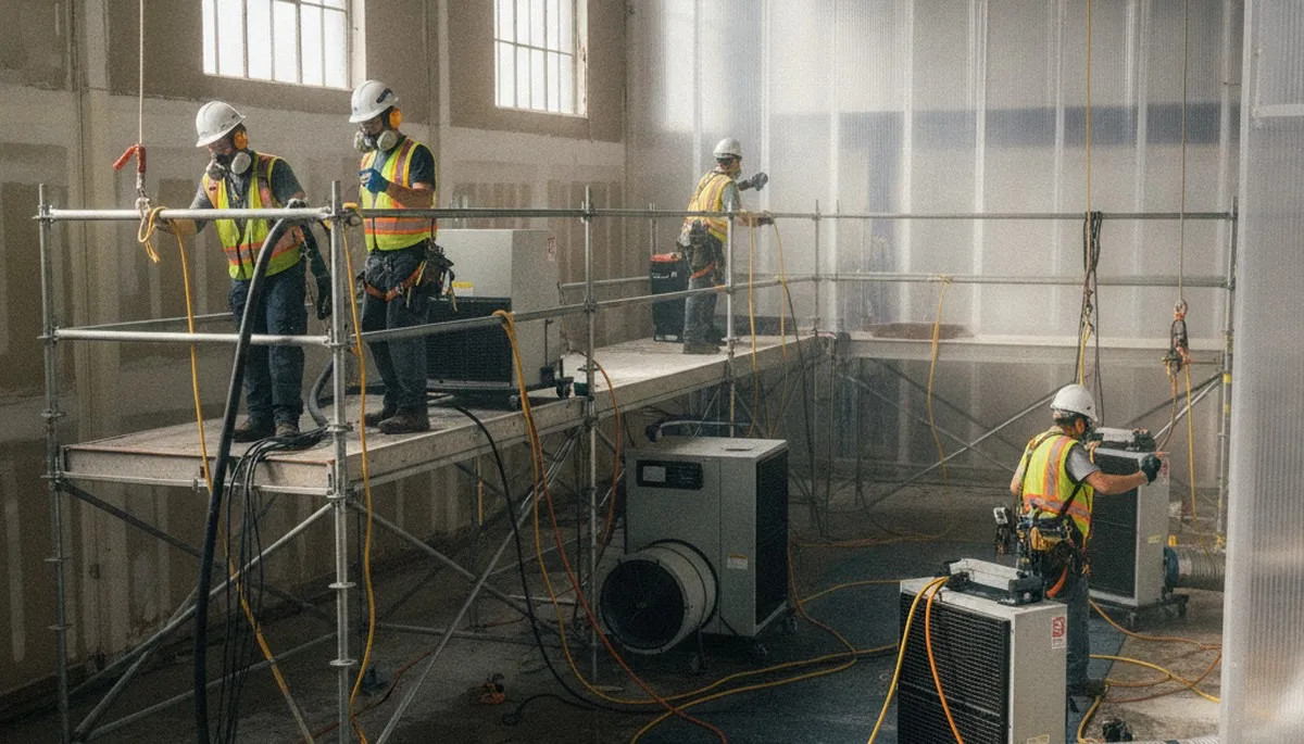 Structural drying equipment removing moisture from a Riverside, CA home after water damage