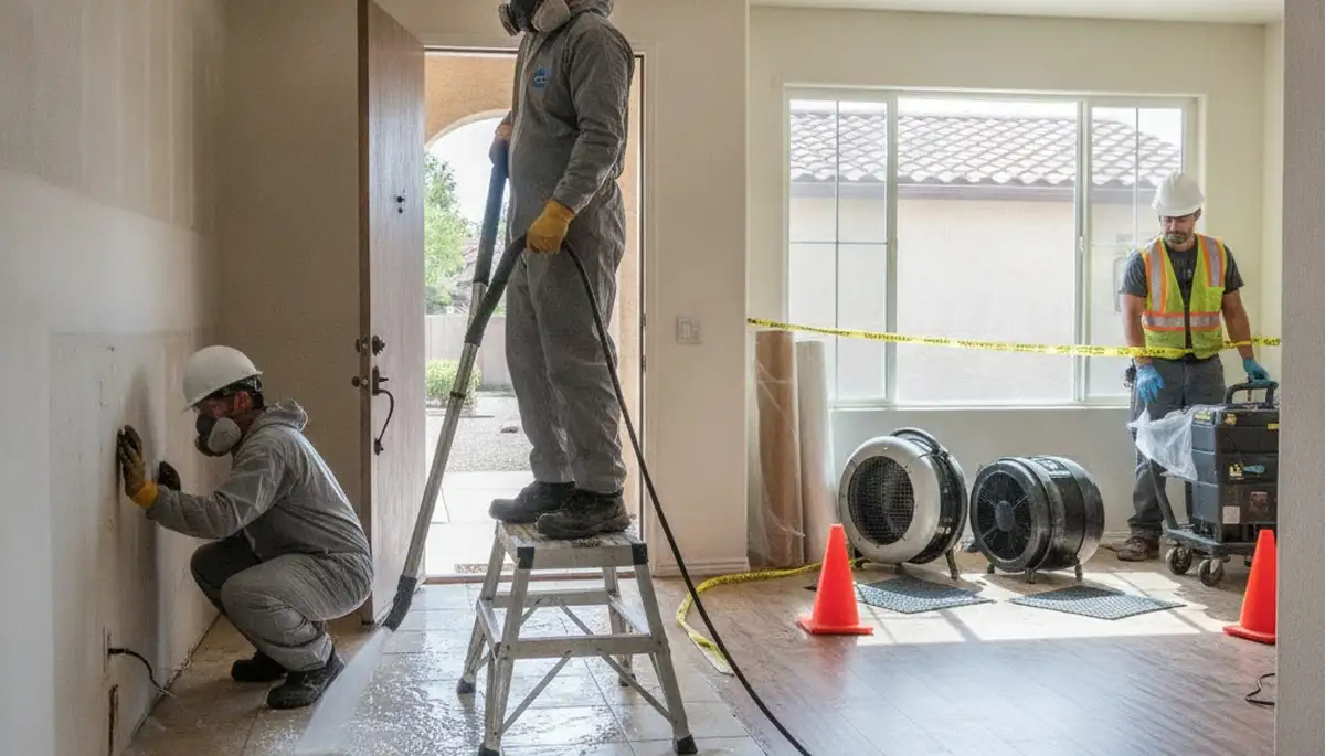 Water damage restoration team serving Riverside, CA with professional cleanup and drying equipment
