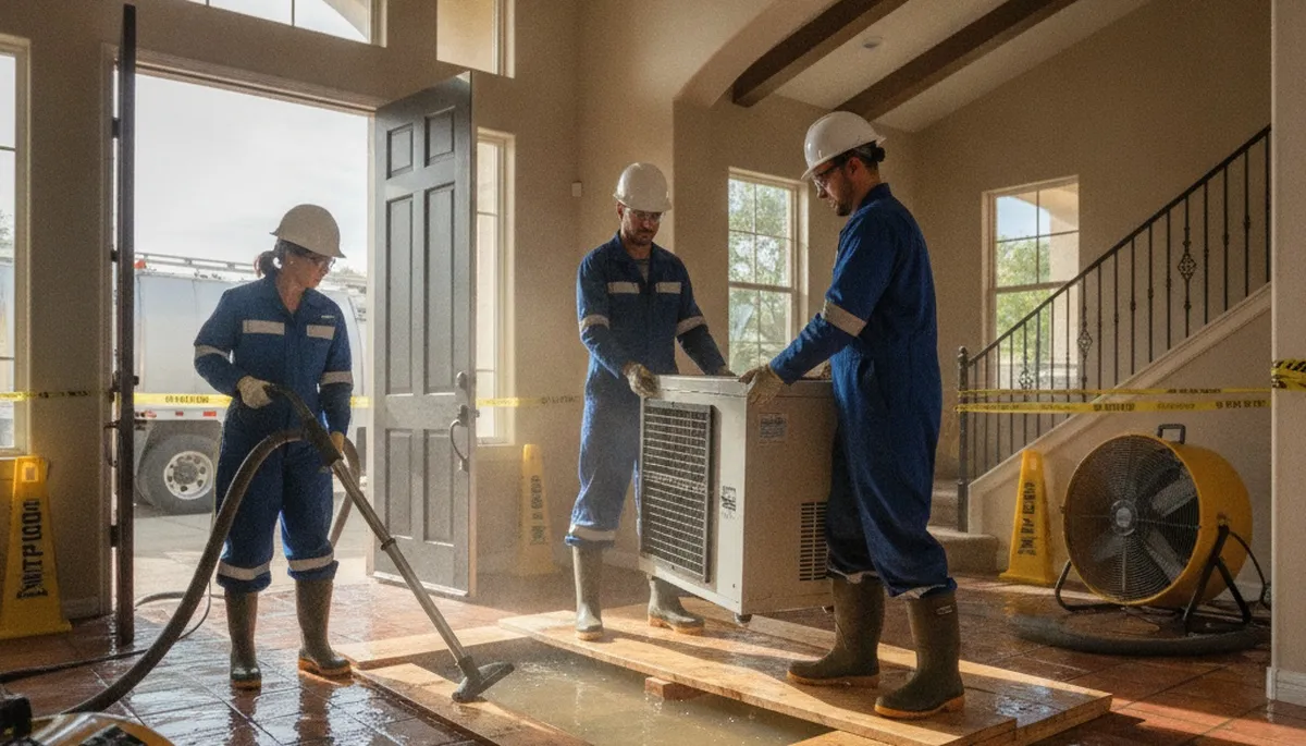 Water damage restoration team serving Riverside, CA with emergency cleanup and drying services