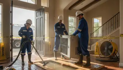 Water damage restoration team serving Riverside, CA with emergency cleanup and drying services