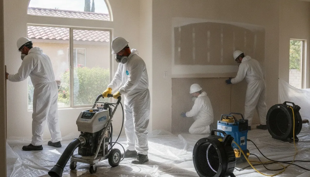 Water damage restoration team in Riverside, CA handling emergency cleanup and drying services
