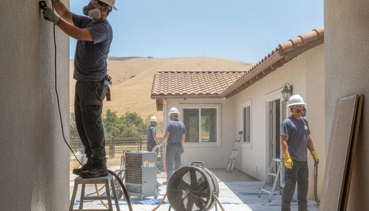 Water damage restoration team in Riverside, CA providing professional property recovery services