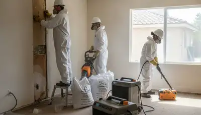 Riverside, CA water damage restoration team inspecting flood cleanup and drying equipment
