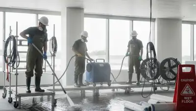 Water damage restoration team inspecting Riverside, CA home for leaks and moisture damage