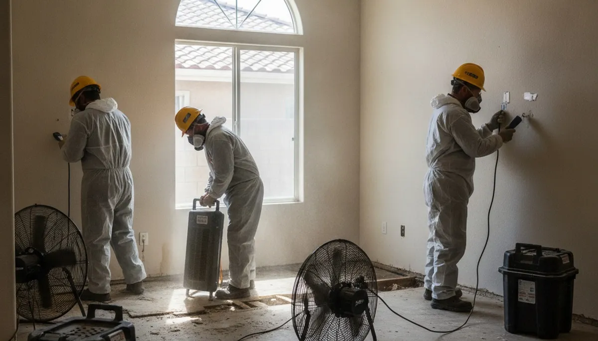 Water damage restoration team in Riverside, CA providing emergency water extraction and drying services