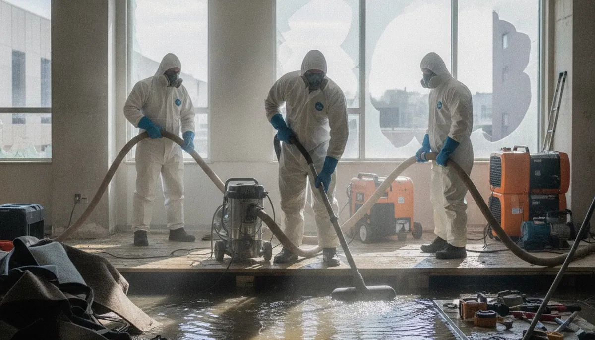 Water extraction team serving Riverside, CA homes after leaks and flooding