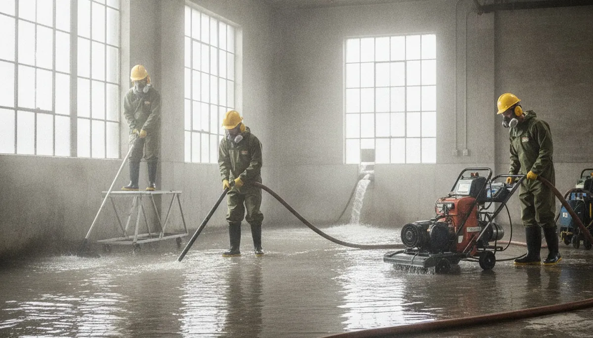 Water extraction service in Riverside, CA removing floodwater from a home interior